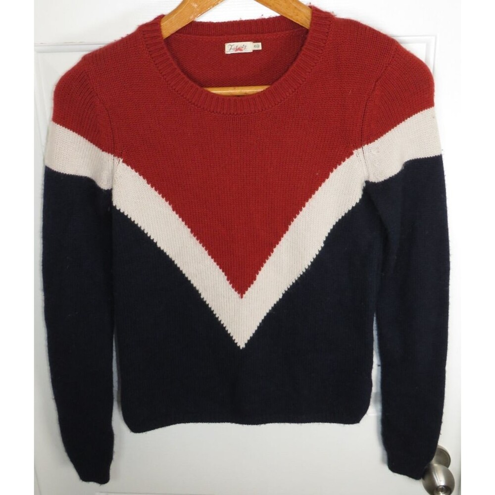 Faherty Apres Ski Intarsia Sweater Wool Cashmere Blend Colorblock Knit Size XS